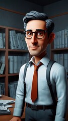 Office Worker Character, Cute 3D Business Office Worker Character Clipart, 3D Animation Cartoon Style