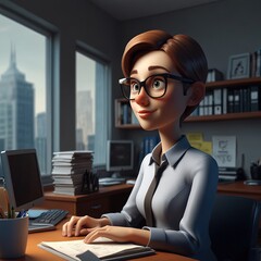Office Worker Character, Cute 3D Business Office Worker Character Clipart, 3D Animation Cartoon Style