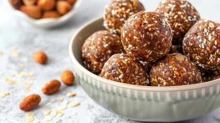 Fototapeta premium Healthy homemade energy balls with dates and nuts