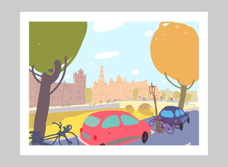 City sketch. Holland. Hand drawn vector art illustration. Poster minimalism cartoon creative style 