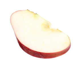 Piece of ripe red apple isolated on white