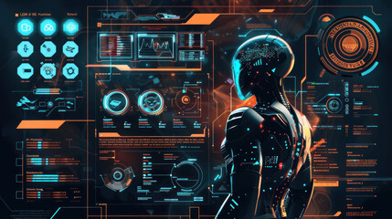 Infographic highlighting technological advancements with futuristic design