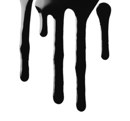 Black glossy oil flowing on white background