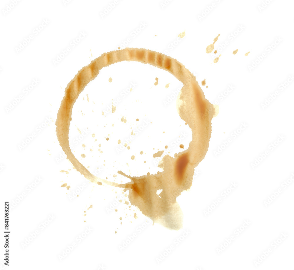 Poster Coffee cup stain isolated on white, top view