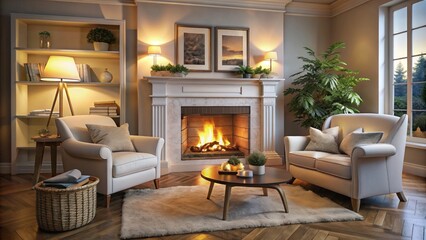 A sleek and stylish living room featuring minimalist decor, neutral tones