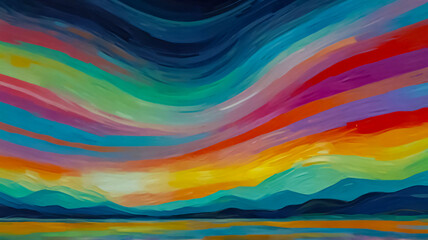 abstract multicolor and multiple lines and curve with spectrum background, bright red, orange, blue, yellow, green neon rays and colorful glowing lines