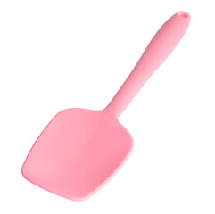 One pink spatula isolated on white. Kitchen utensil
