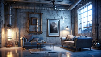 Modern minimalistic interior and neon colors. Bright