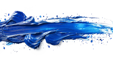 blue paint brush strokes in watercolor isolated against transparent.