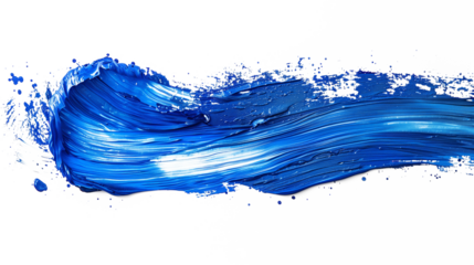 blue paint brush strokes in watercolor isolated against transparent.