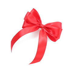 Red satin ribbon bow isolated on white