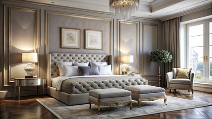 Fototapeta premium A sleek and stylish living room featuring minimalist decor, neutral tones