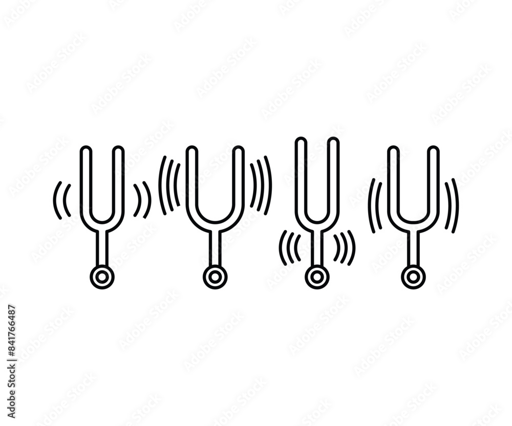 Poster tuning fork icon symbol vector design flat illustration black white simple line collections sets iso