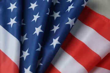 Flag of USA as background, top view