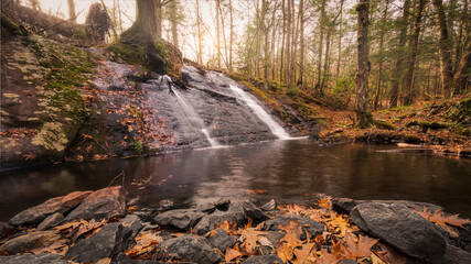 waterfall in autumn forest