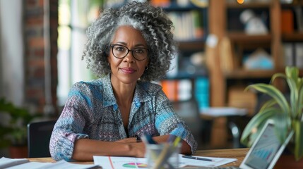 Financial advisor explaining budgeting tools, organized office, diverse clients