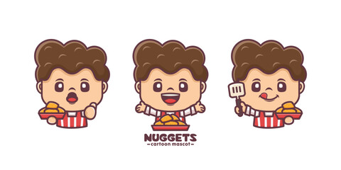 cute cartoon mascot with nuggets