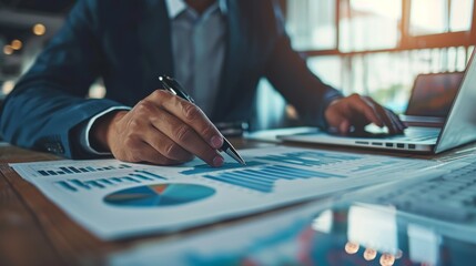 Investment portfolio management session, financial advisor discussing strategies