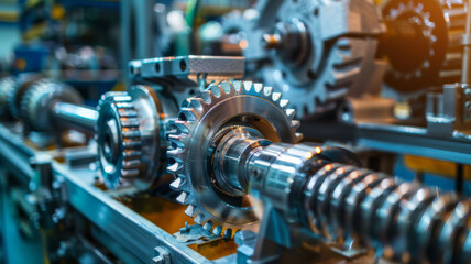 Fototapeta premium close-up of automobile engine or transmission steel gear box