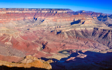 Scenic view of the grand canyon bathed in vibrant sunset colors, Grand Canyon national park, Arizona, USA