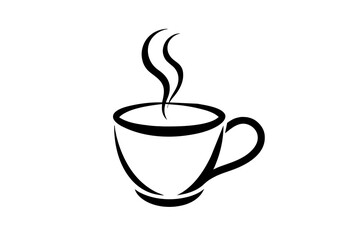 coffee cup line sketch tea icon vector illustration