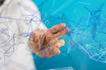 Global network. Blockchain. 3D illustration. Neural networks and artificial intelligence. Abstract  - neural network exposure digital