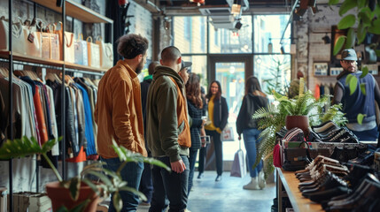 Obraz premium People shopping at a chic urban boutique