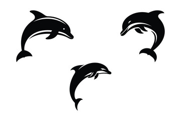 Dolphin Fish Vector Silhouette Illustration