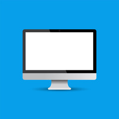 Computer monitor vector illustration isolated on blue background