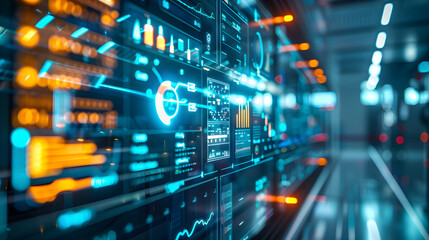 A digital display showing real-time data and analytics from an energy management system 