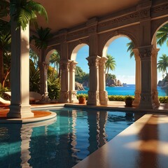 3D Cartoon Paradise Dreamland Resort Nature Landscape