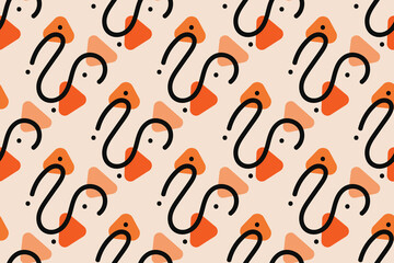 Geometric seamless pattern with orange and white color Simple vector graphics.