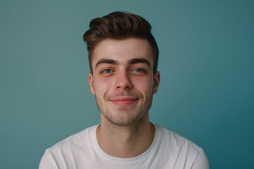 Fototapeta premium A close up portrait of a young man with a subtle smile