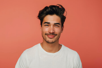 Obraz premium A close up portrait of a young man with a subtle smile