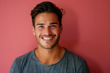 Fototapeta premium A close up portrait of a young man with a subtle smile