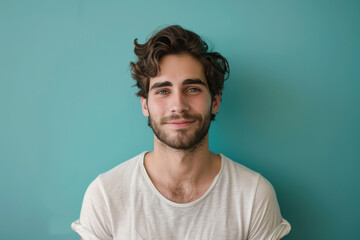 Fototapeta premium A close up portrait of a young man with a subtle smile