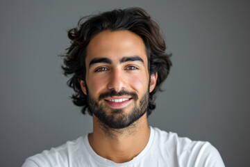 Fototapeta premium A close up portrait of a young man with a subtle smile