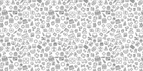 Seamless pattern Healthcare and Medical, medical element bacground. Vector illustration © Cetacons
