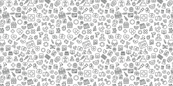 Seamless pattern Healthcare and Medical, medical element bacground. Vector illustration