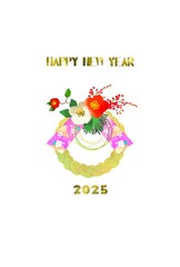 しめ縄のイラストのおしゃれな年賀状　2025年