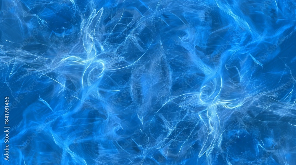 Poster abstract blue swirling lines on a dark background creating a dynamic and energetic design