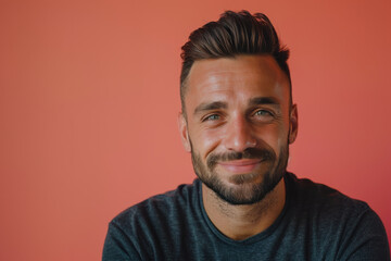 Obraz premium A close up portrait of a young man with a subtle smile