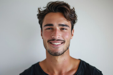 Obraz premium A close up portrait of a young man with a subtle smile