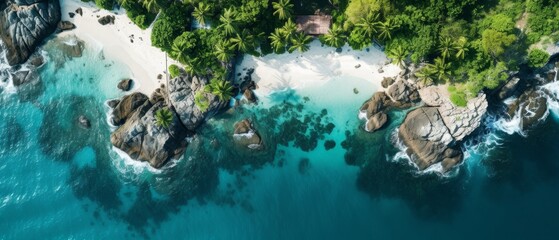 Obraz premium Green tropical island surrounded by sea water