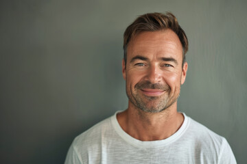 Obraz premium A close up portrait of a young man with a subtle smile