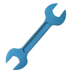Blue double-ended open wrench, isolated on white background. Ideal for mechanical, engineering, and automotive projects.