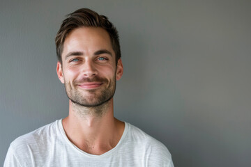 Fototapeta premium A close up portrait of a young man with a subtle smile