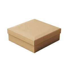 Minimalist brown cardboard box with lid, isolated on white background, ideal for packaging, storage, and design mockups.