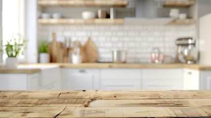 Rustic Wooden Kitchen Countertop Generative AI