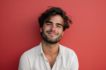 Obraz premium A close up portrait of a young man with a subtle smile